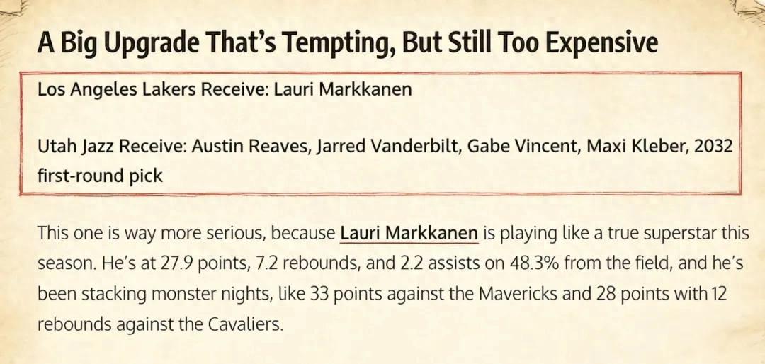 世界杯官方app下载-5换1交易方案出炉，场均28+7前锋加盟湖人，驰援詹姆斯？